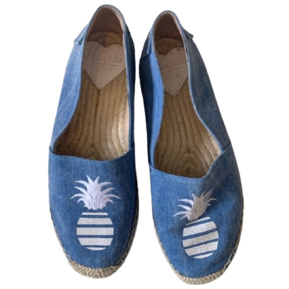 Pineapples and Love Chambray Espadrilles
